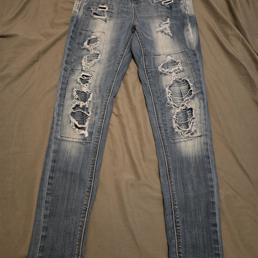 Vanilla Star Distressed Skinny Jeans - Blue
